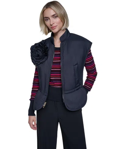 Sonia Rykiel Women's Floral-applique Puffer Cape Vest, Drawstring Waist In Animal Print