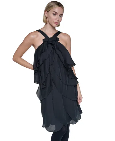 Sonia Rykiel Women's Halter Tiered-petal Ruffle Sleeveless Dress In Black