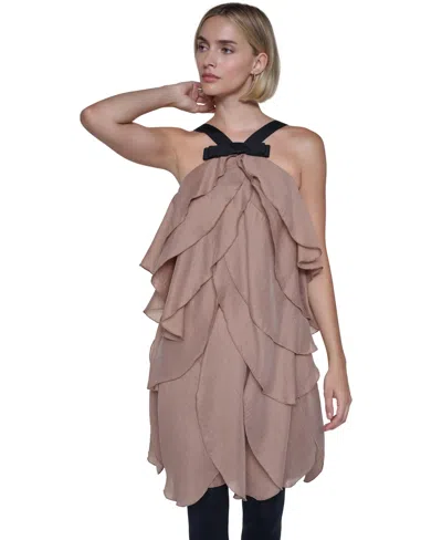 Sonia Rykiel Women's Halter Tiered-ruffle Short Petal Dress With Bow In Multi