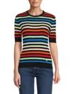 Sonia Rykiel Stripe-pattern Knit Blouse In Black Multi