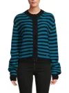 Sonia Rykiel Women's Striped Wool Sweater In Black Blue