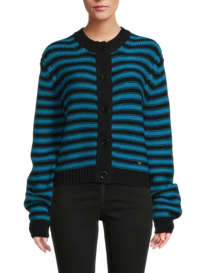 Sonia Rykiel Women's Striped Wool Sweater In Black Blue