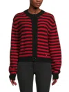 Sonia Rykiel Women's Striped Wool Sweater In Black Red
