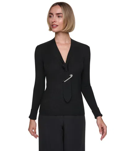 Sonia Rykiel Women's Tie-front Long-sleeve Sweater In Black