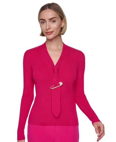 Sonia Rykiel Women's Tie-front Long-sleeve Sweater In Shocking