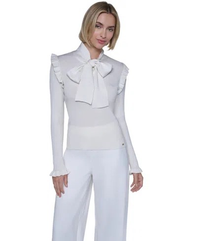 Sonia Rykiel Women's Tie-front Standing Collar Pullover In Ivory