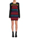 Sonia Rykiel Women's Virgin Wool Striped Sweater Mini Dress In Black Multi