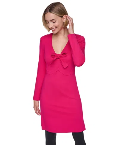 Sonia Rykiel Women's V-neck Bow-front Short Dress In Shocking