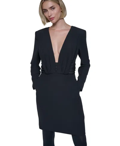 Sonia Rykiel Women's V-neck Long Sleeve Tuxedo Dress In Black