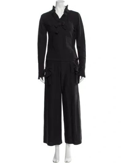 Pre-owned Sonia Rykiel Wool Bow Accents Pant Set In Gray