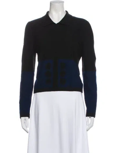 Pre-owned Sonia Rykiel Wool Colorblock Pattern Polo In Blue
