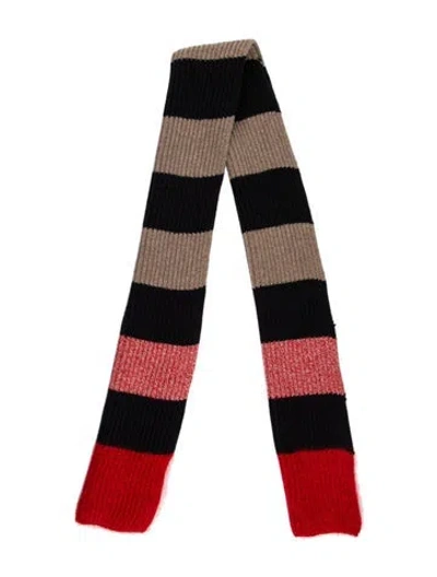 Pre-owned Sonia Rykiel Wool Colorblock Pattern Scarf In Black