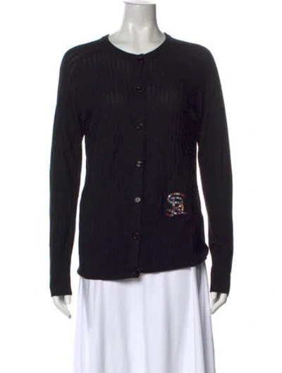 Pre-owned Sonia Rykiel Wool Crew Neck Sweater In Black