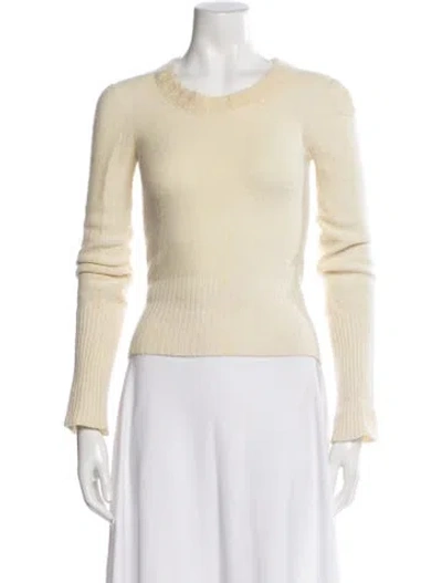 Pre-owned Sonia Rykiel Wool Crew Neck Sweater In White