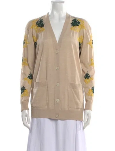 Pre-owned Sonia Rykiel Wool Floral Print Sweater In Neutral