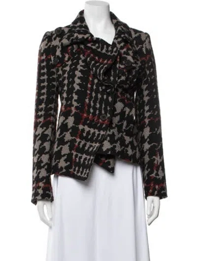 Pre-owned Sonia Rykiel Wool Houndstooth Print Jacket In Black