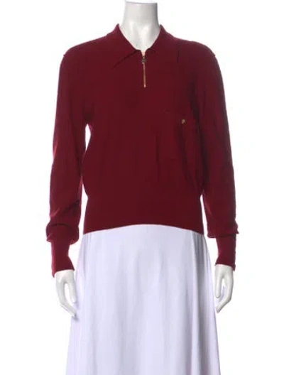 Pre-owned Sonia Rykiel Wool Long Sleeve Polo In Burgundy
