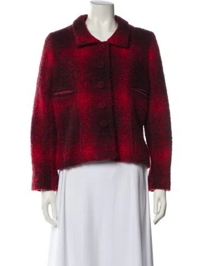 Pre-owned Sonia Rykiel Wool Plaid Print Evening Jacket In Red