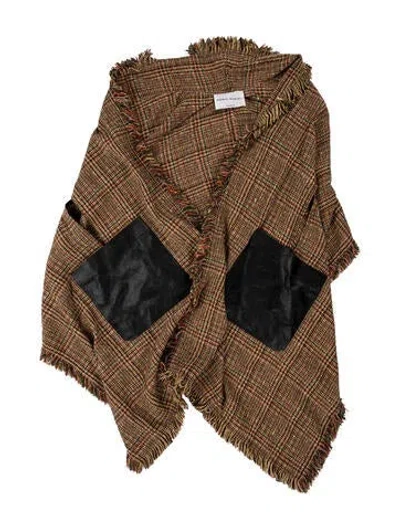 Pre-owned Sonia Rykiel Wool Plaid Print Scarf In Brown