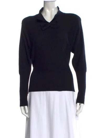 Pre-owned Sonia Rykiel Wool Tie Neck Sweater In Black