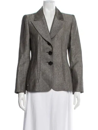 Pre-owned Sonia Rykiel Wool Tweed Pattern Blazer In Metallic/neutrals