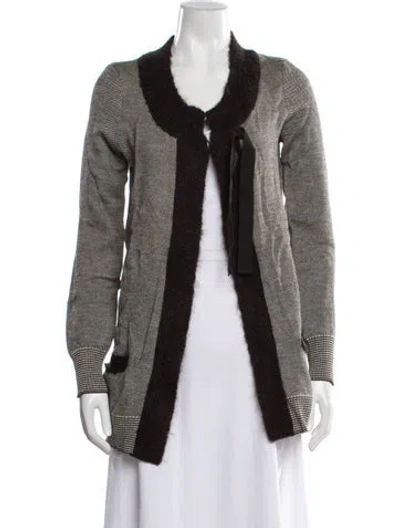 Pre-owned Sonia Rykiel Wool Tweed Pattern Jacket In Black