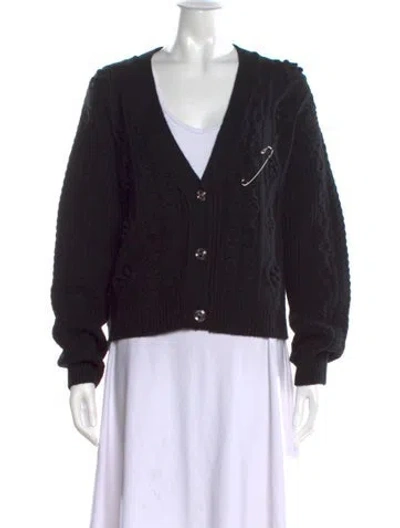 Pre-owned Sonia Rykiel Wool V-neck Sweater In Black