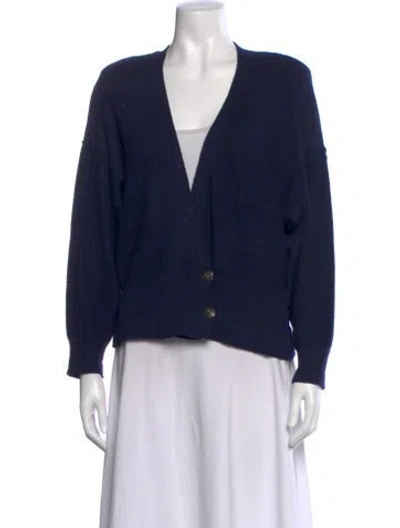 Pre-owned Sonia Rykiel Wool V-neck Sweater In Blue