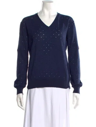 Pre-owned Sonia Rykiel Wool V-neck Sweater In Blue