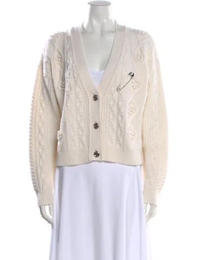 Pre-owned Sonia Rykiel Wool V-neck Sweater In Neutral