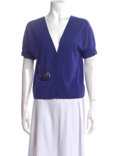 Pre-owned Sonia Rykiel Wool V-neck Sweater In Purple