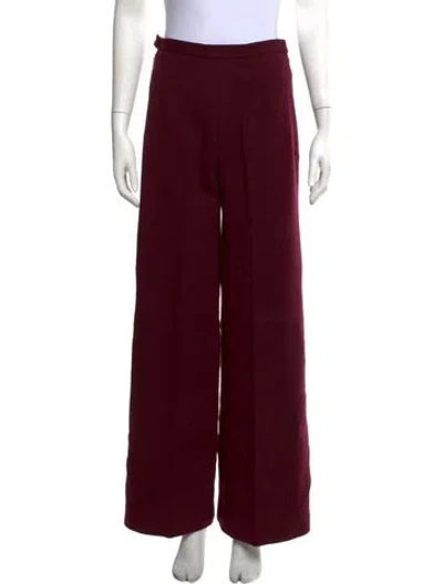 Pre-owned Sonia Rykiel Wool Wide Leg Pants In Burgundy
