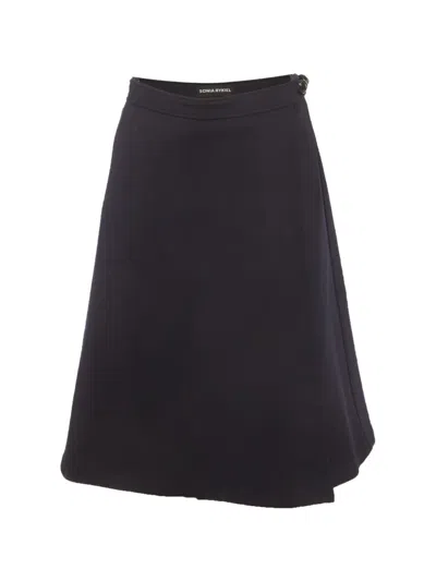 Pre-owned Sonia Rykiel Wrap-style Jersey Midi Skirt In Blue