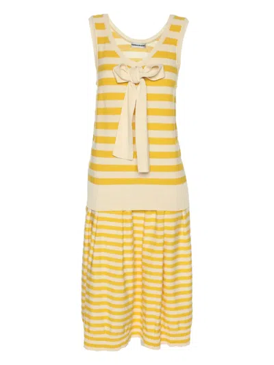 Pre-owned Sonia Rykiel Knit-striped Skirt And Top (set Of Two) In Yellow