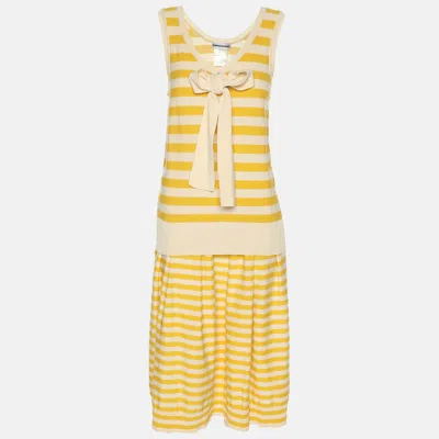 Sonia Rykiel Yellow/beige Stripped Knit Top And Skirt Set
