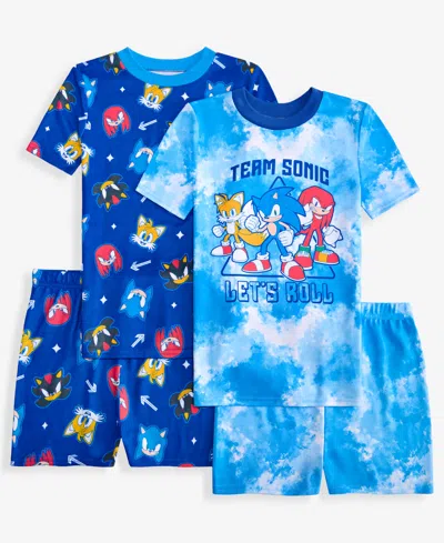 Sonic Kids' Boys' 4-10 Hacci Pajamas, 4-piece Set In Blue