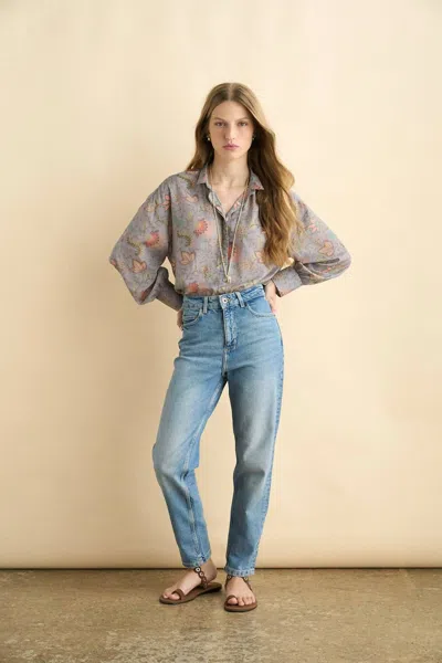 Sonmer Alexa Blouse In Blue In Gray