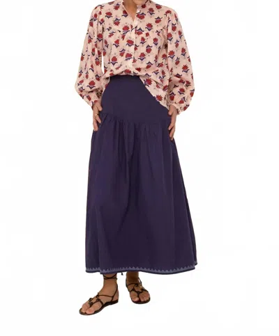 Sonmer Geometric Embroidery Skirt In Blue