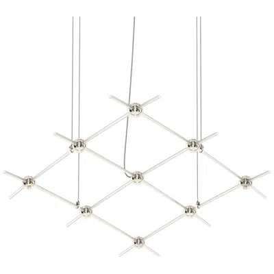 Sonneman Aquarius Minor Chandelier Satin Nickel Clear Faceted Lens 3000/240" Cable