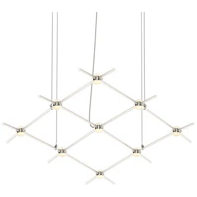 Sonneman Aquarius Minor Chandelier Satin Nickel White Optical Lens 3000/240" Cable