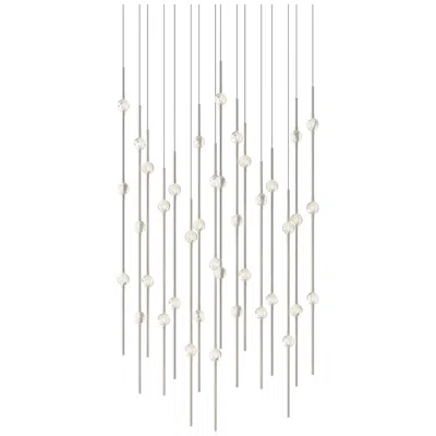 Sonneman Aries 21.5"w Square Nickel 2700k Long Clear Shade Led Pendant