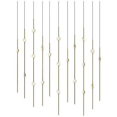 Sonneman Aries 35.5"w Rectangle Brass 2700k Long Clear Shade Led Pendant