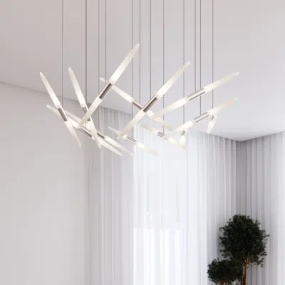 Sonneman Ballet - 13-light Led Spreader Chandelier - Bright Satin Aluminum - 240" Cable