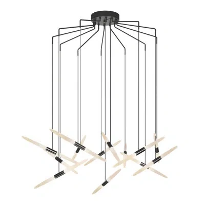 Sonneman Ballet - 13-light Led Spreader Chandelier - Satin Black - 240" Cable