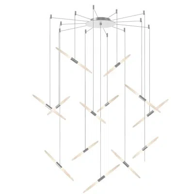 Sonneman Ballet - 13-light Led Swag Chandelier - Frosted Acrylic Lens - 120" Cable In Bright Satin Aluminum