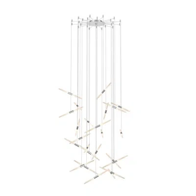 Sonneman Ballet - 24-light Led Swag Chandelier - Frosted Acrylic Lens - 120" Cable In Bright Satin Aluminum