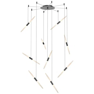 Sonneman Ballet 9-light Swag Led Pendant - Satin Black Finish - Frosted Shade