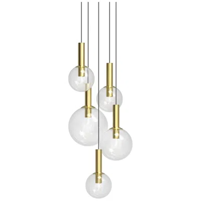 Sonneman Bubbles 26" 5 Light  Satin Brass Chandelier
