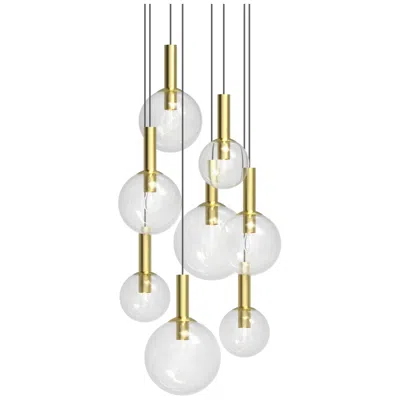 Sonneman Bubbles 29" 8 Light  Satin Brass Chandelier