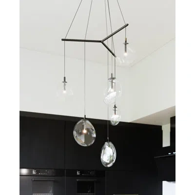 Sonneman Cantina 6-light Tri-spreader Led Pendant In Clear